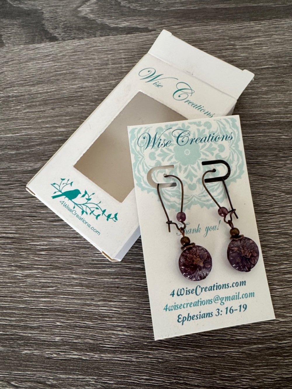 Purple & Coppertone Glass Bead Drop Earrings